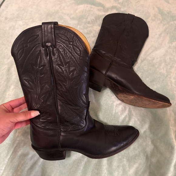 Nocona Boots Other - Vintage Western Black Leather Heeled Boots